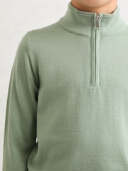 Světlá šalvějově zelená - Svetr Reiss Blackhall z merino vlny se zipem u krku - Obrázek 4 z 5