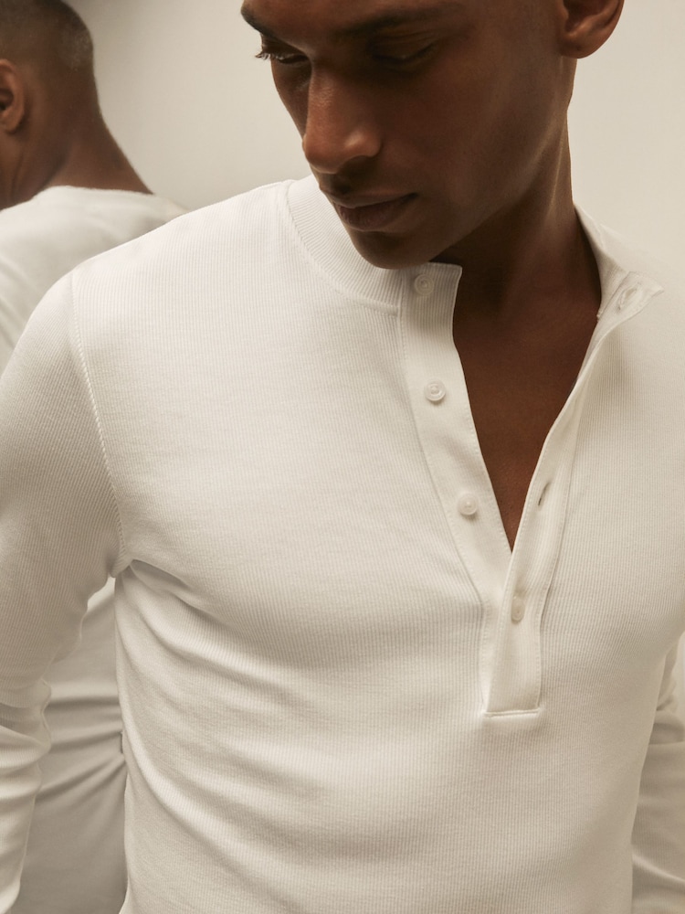 Reiss White Francisco Royal Ballet Henley Shirt - Image 1 of 5 Reiss White Francisco Royal Ballet Henley Shirt - Image 1 of 5