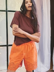 Orange Crochet Trim Shorts - Image 1 of 5