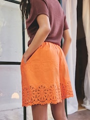 Orange Crochet Trim Shorts - Image 3 of 5