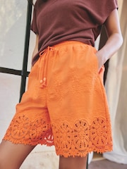 Orange Crochet Trim Shorts - Image 4 of 5