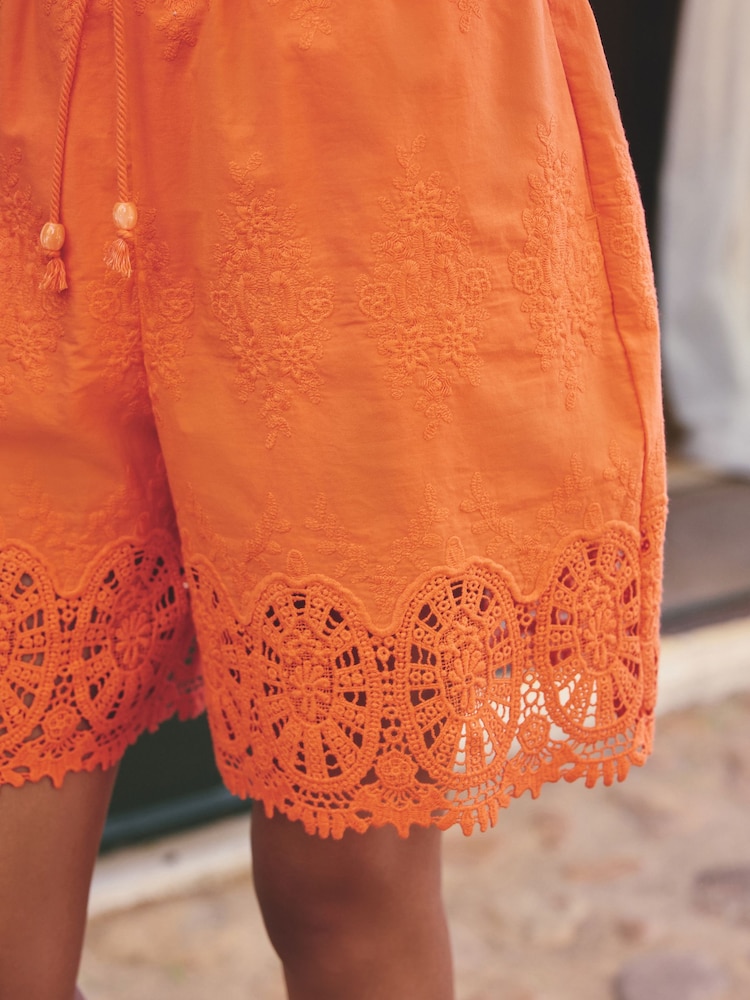 Orange Crochet Trim Shorts - Image 5 of 5