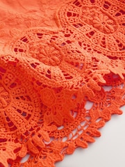 Orange Crochet Trim Shorts - Image 8 of 10