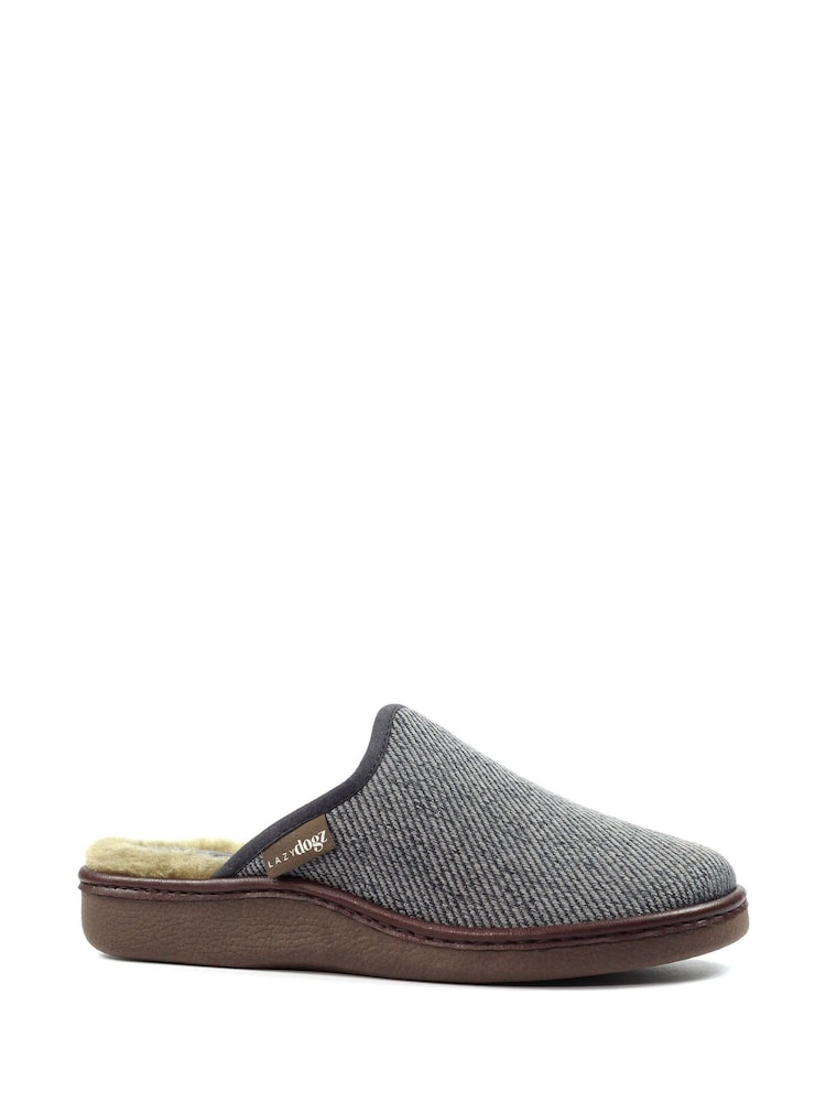 Lazy Dogz Grey Jacob Warm Lined Slip On Slippers - Image 1 of 6 Lazy Dogz Grey Jacob Warm Lined Slip On Slippers - Image 1 of 6
