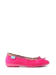 Lunar Pink Bow Tartan Trim Pump Slippers - Image 3 of 8