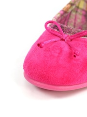 Lunar Pink Bow Tartan Trim Pump Slippers - Image 8 of 8
