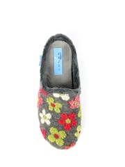 Lunar Grey Dolly Flower Mule Slippers - Image 8 of 9