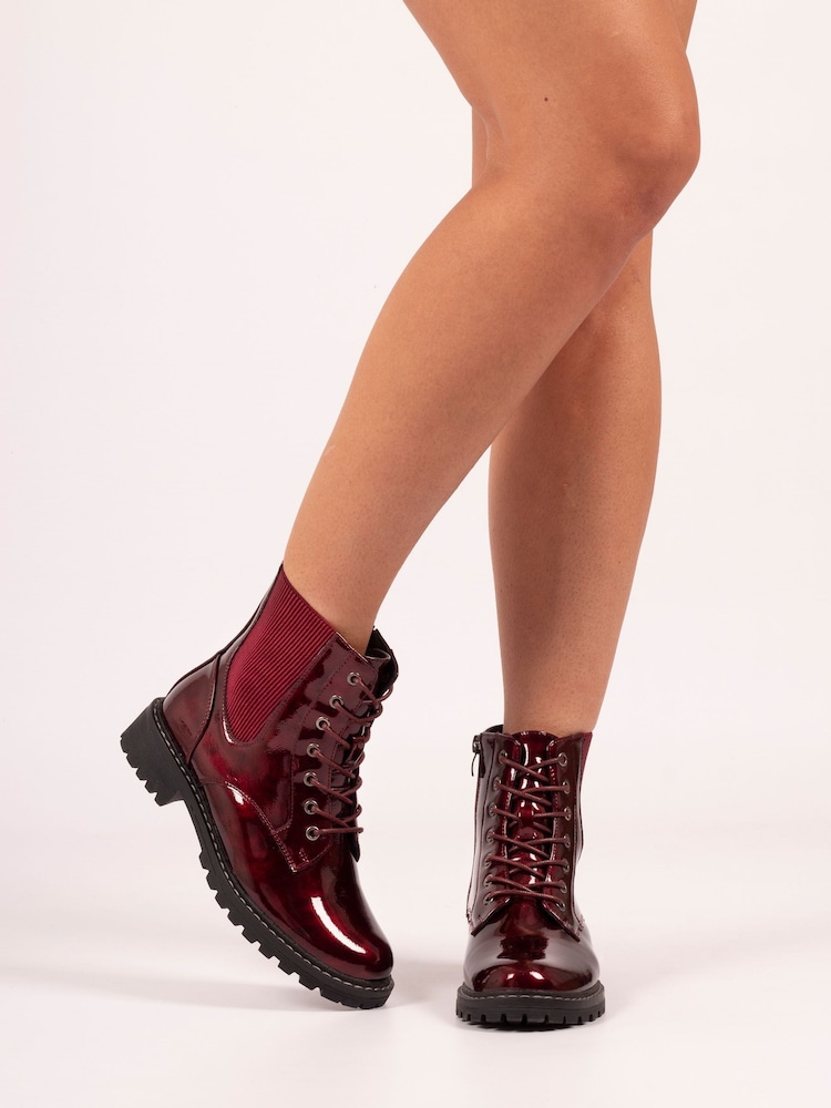 Lunar Red Alexis Patent Fashion Boots - Image 2 of 7