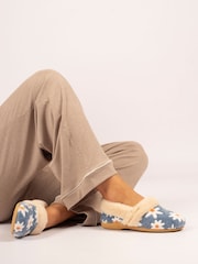 Lunar Blue Ellis Daisy Detail Full Slippers - Image 1 of 10