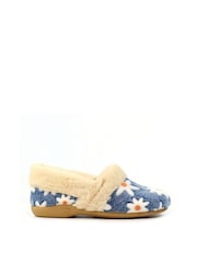 Lunar Blue Ellis Daisy Detail Full Slippers - Image 2 of 10