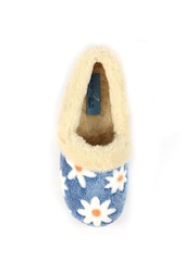 Lunar Blue Ellis Daisy Detail Full Slippers - Image 8 of 10