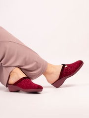 Lunar Red Amaretto Slip On Wedge Heeled Slippers - Image 1 of 10