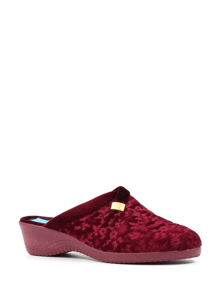 Lunar Red Amaretto Slip On Wedge Heeled Slippers - Image 2 of 10