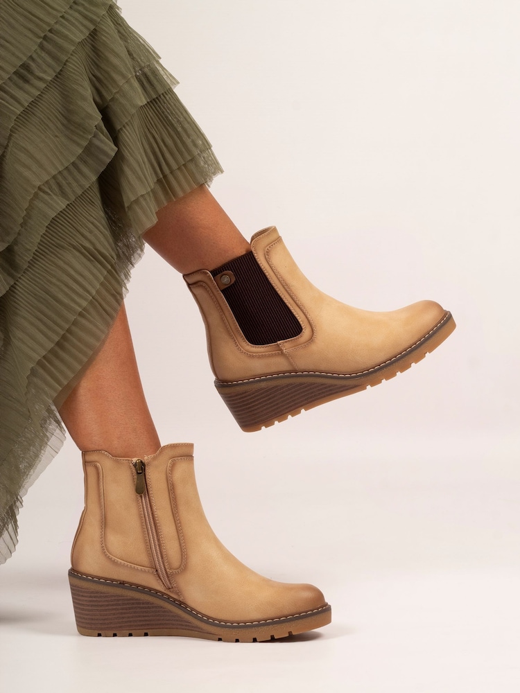 Lunar Cream Connie Wedge Heel Ankle Boots - Image 1 of 7