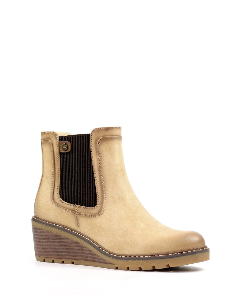 Lunar Cream Connie Wedge Heel Ankle Boots - Image 2 of 7