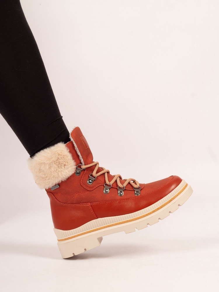 Lunar Orange Evelyn Teddy Trim Waterproof Boots - Image 1 of 6