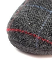 Lazy Dogz Grey Farrell Check Print Slip On Slippers - Image 6 of 6