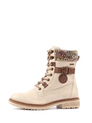 Lunar Cream Annabelle Knit Cuff Detail Waterproof Boots - Image 4 of 9