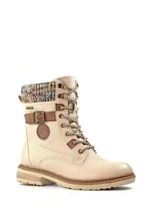 Lunar Cream Annabelle Knit Cuff Detail Waterproof Boots - Image 5 of 9