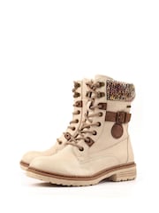 Lunar Cream Annabelle Knit Cuff Detail Waterproof Boots - Image 6 of 9