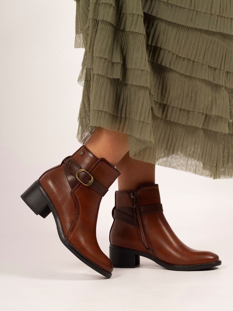 Lunar Cassie Low Heel Ankle Brown Boots - Image 1 of 6 Lunar Cassie Low Heel Ankle Brown Boots - Image 1 of 6