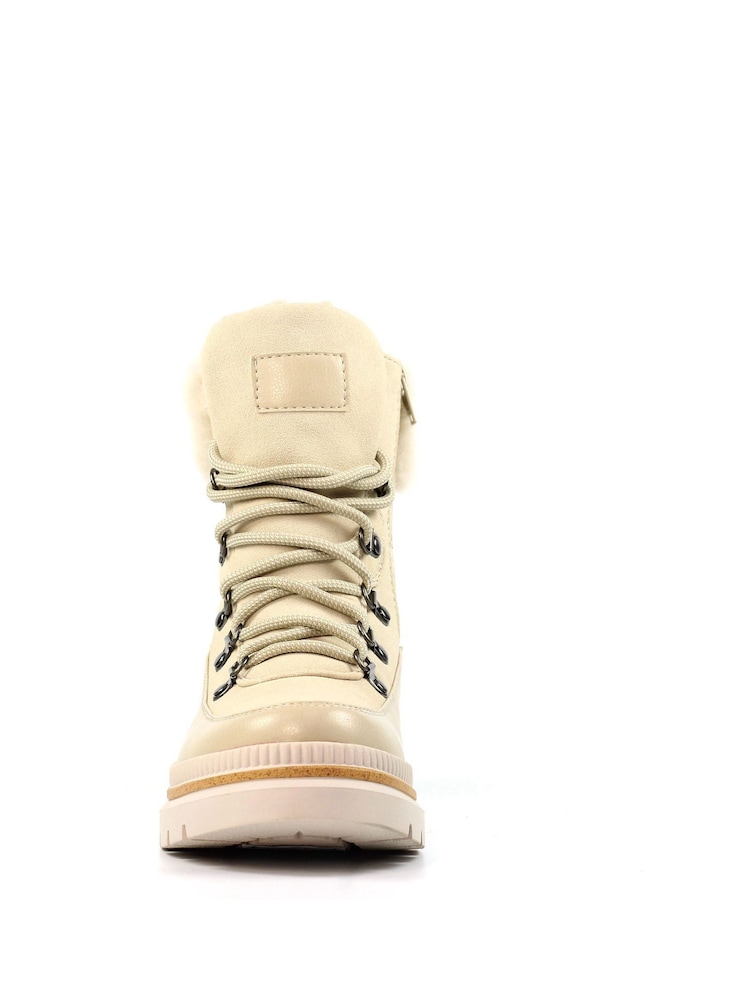 Lunar Cream Evelyn Teddy Trim Waterproof Boots - Image 2 of 3 Lunar Cream Evelyn Teddy Trim Waterproof Boots - Image 2 of 3