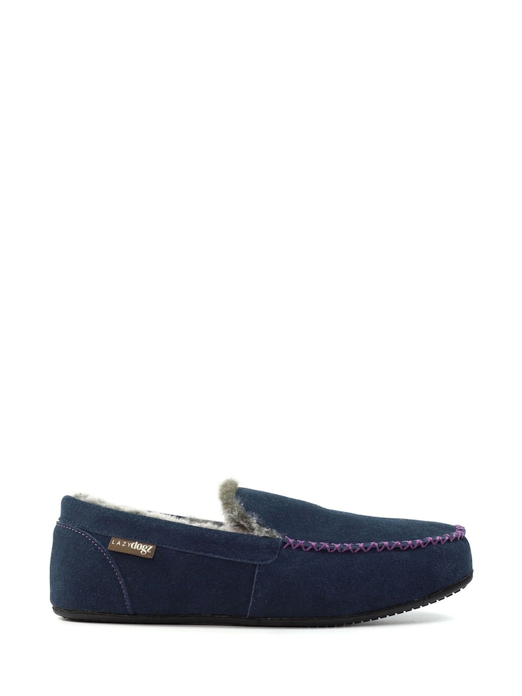 Lazy Dogz Blue Henry Mocassin Slippers - Image 1 of 5 Lazy Dogz Blue Henry Mocassin Slippers - Image 1 of 5