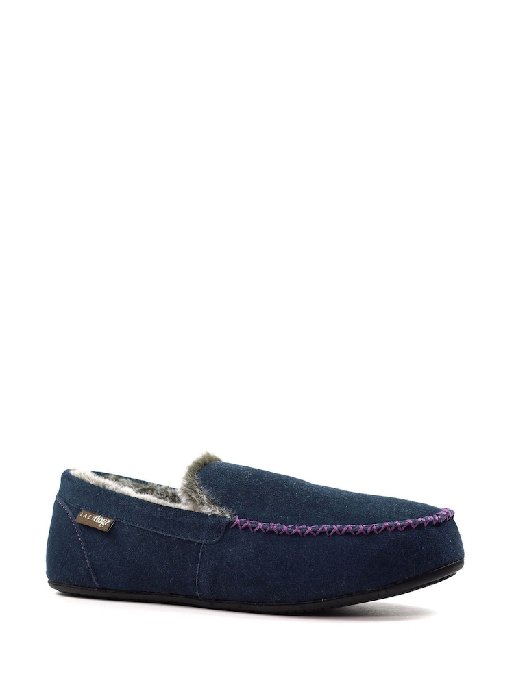 Lazy Dogz Blue Henry Mocassin Slippers - Image 2 of 5 Lazy Dogz Blue Henry Mocassin Slippers - Image 2 of 5