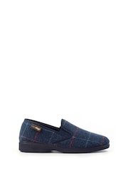Lazy Dogz Blue Hughes Check Print Full Slippers - Image 2 of 6