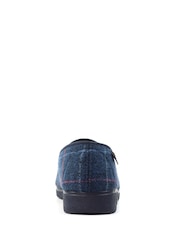 Lazy Dogz Blue Hughes Check Print Full Slippers - Image 4 of 6