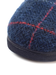 Lazy Dogz Blue Hughes Check Print Full Slippers - Image 6 of 6