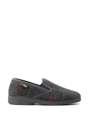 Lazy Dogz Grey Hughes Check Print Full Slippers - Image 1 of 6