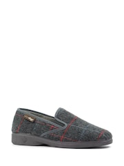 Lazy Dogz Grey Hughes Check Print Full Slippers - Image 2 of 6