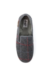 Lazy Dogz Grey Hughes Check Print Full Slippers - Image 5 of 6