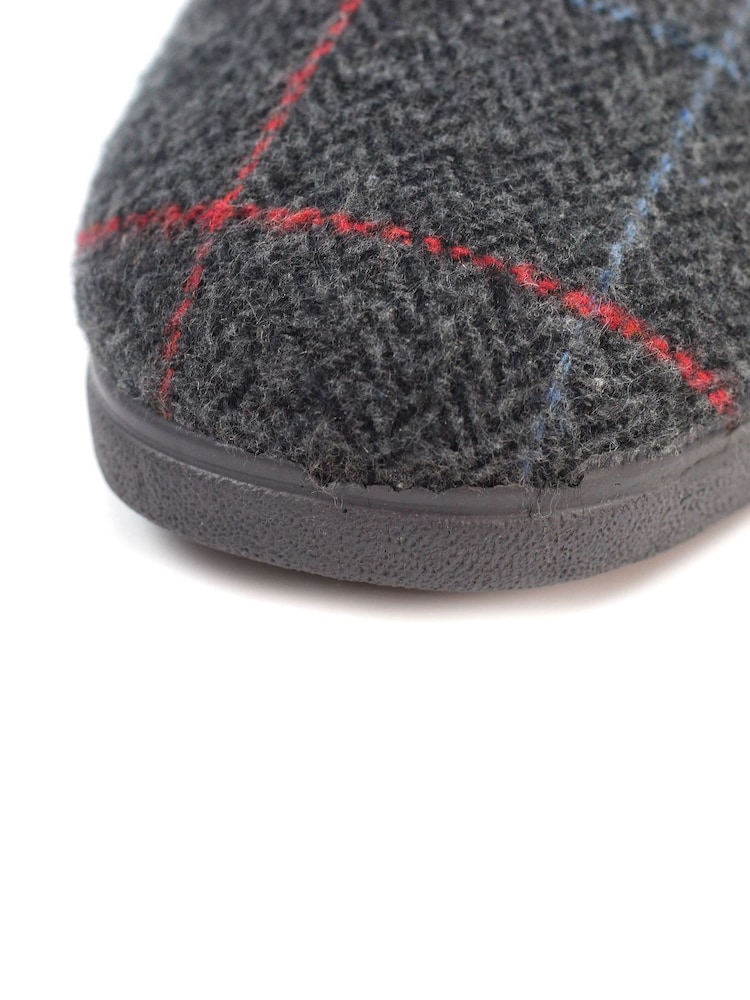 Lazy Dogz Grey Hughes Check Print Full Slippers - Image 6 of 6