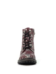 Lunar Red Dazzle Floral Lace Up Ankle Boots - Image 6 of 8