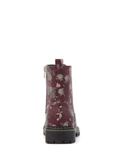 Lunar Red Dazzle Floral Lace Up Ankle Boots - Image 7 of 8