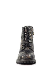 Lunar Dazzle Floral Lace Up Ankle Black Boots - Image 6 of 8