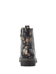 Lunar Dazzle Floral Lace Up Ankle Black Boots - Image 7 of 8