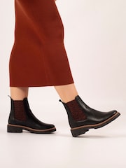 Lunar Ribble Animal Print Insert Ankle Black Boots - Image 1 of 8