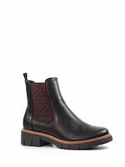 Lunar Ribble Animal Print Insert Ankle Black Boots - Image 2 of 8