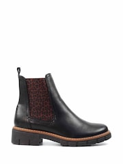 Lunar Ribble Animal Print Insert Ankle Black Boots - Image 4 of 8