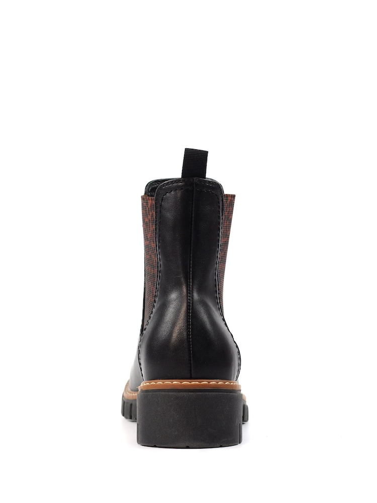 Lunar Ribble Animal Print Insert Ankle Black Boots - Image 8 of 8