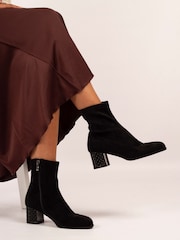 Lunar Sage Glitzy Heel Ankel Black Boots - Image 2 of 8