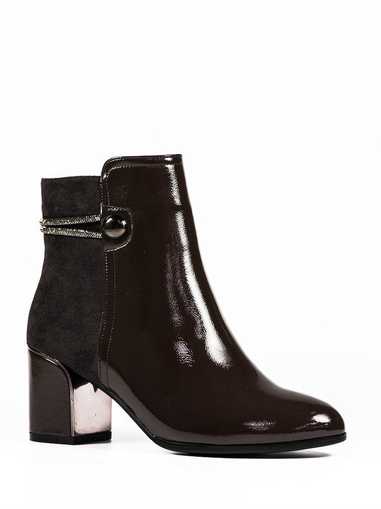 Lunar Grey Lily Patent Heeled Ankle Boots - Image 2 of 5 Lunar Grey Lily Patent Heeled Ankle Boots - Image 2 of 5