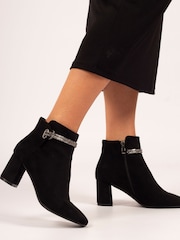 Lunar Pasha Embellished Rope Ankle Black Boots - Image 1 of 7