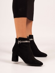 Lunar Pasha Embellished Rope Ankle Black Boots - Image 2 of 7