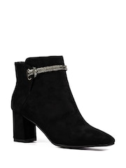 Lunar Pasha Embellished Rope Ankle Black Boots - Image 3 of 7