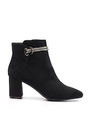 Lunar Pasha Embellished Rope Ankle Black Boots - Image 4 of 7
