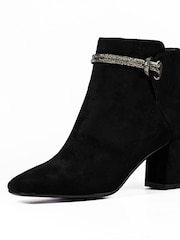Lunar Pasha Embellished Rope Ankle Black Boots - Image 5 of 7